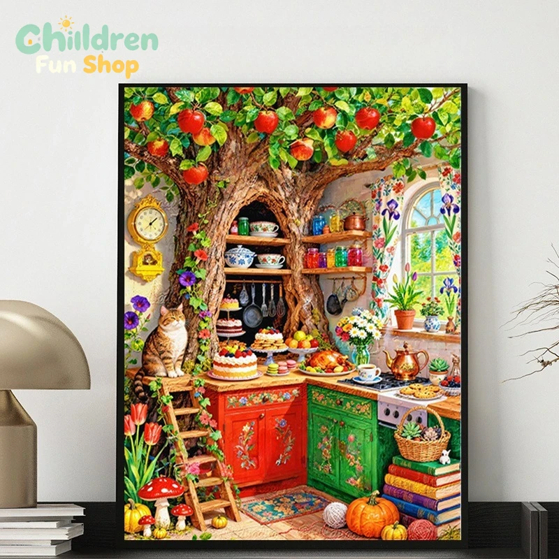 Photo Mosaic Print - Cozinha de árvore com design original,