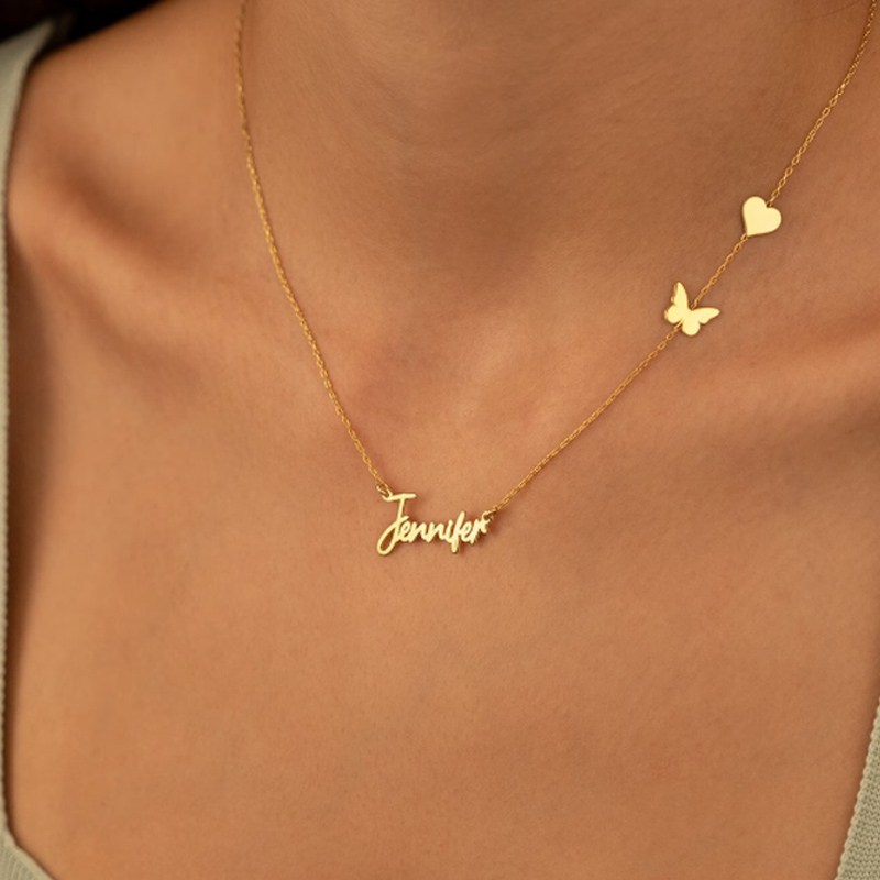 Personalizado borboleta coraçã - Birth Flower Necklace avaliação e preço